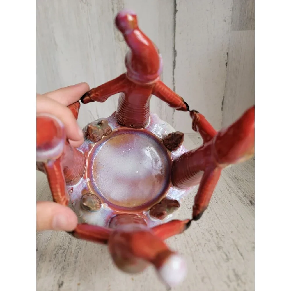 Santa candle holder ceramic vintage Xmas home decor tree snow‎
